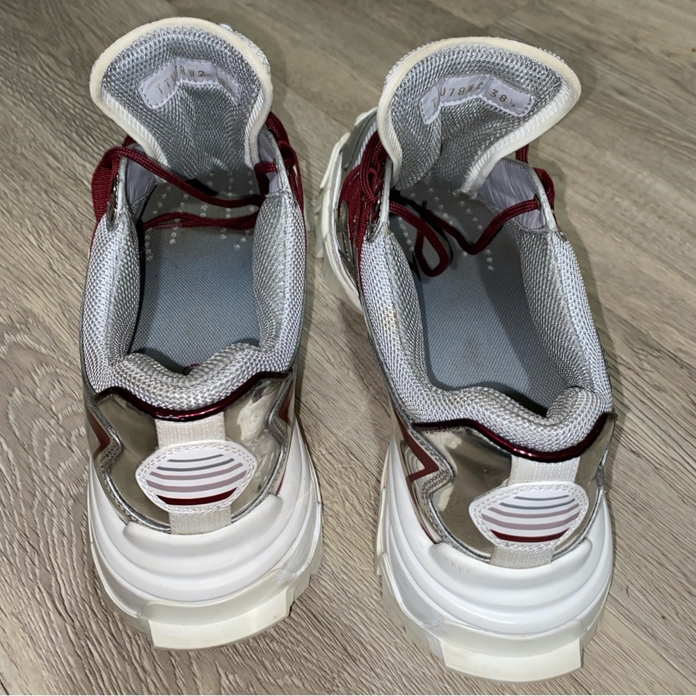 VALENTINO GARAVANI  Sneaker Climber Sliver/Burgundy EUR 38.5 USA W8-8.5 M 7-7.5 - Picture 14 of 16